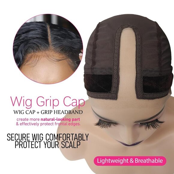 Wig Grip Cap Non Slip Adjustable Reusable Lace Front for Women Brown